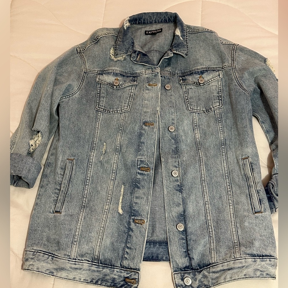 Express distressed jean jacket